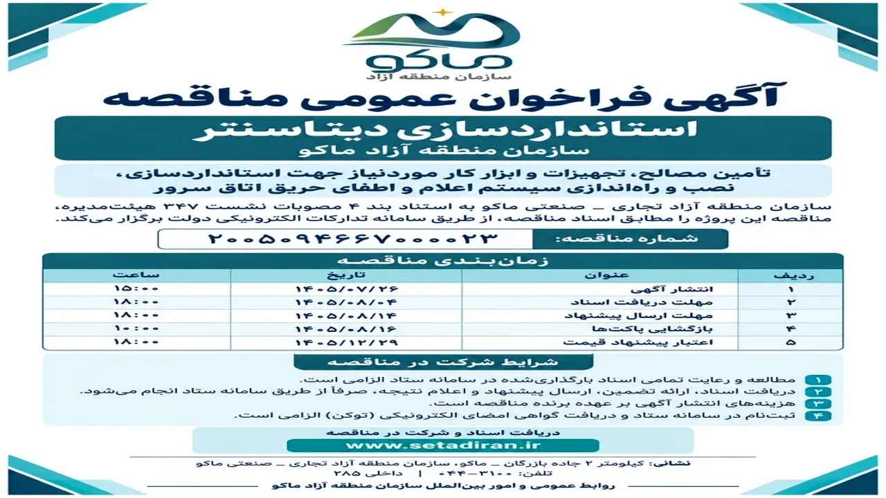 چرا منطقه آزاد ماکو برای دیتاسنتر خود دست به دامن مناقصهای میلیاردی شد؟