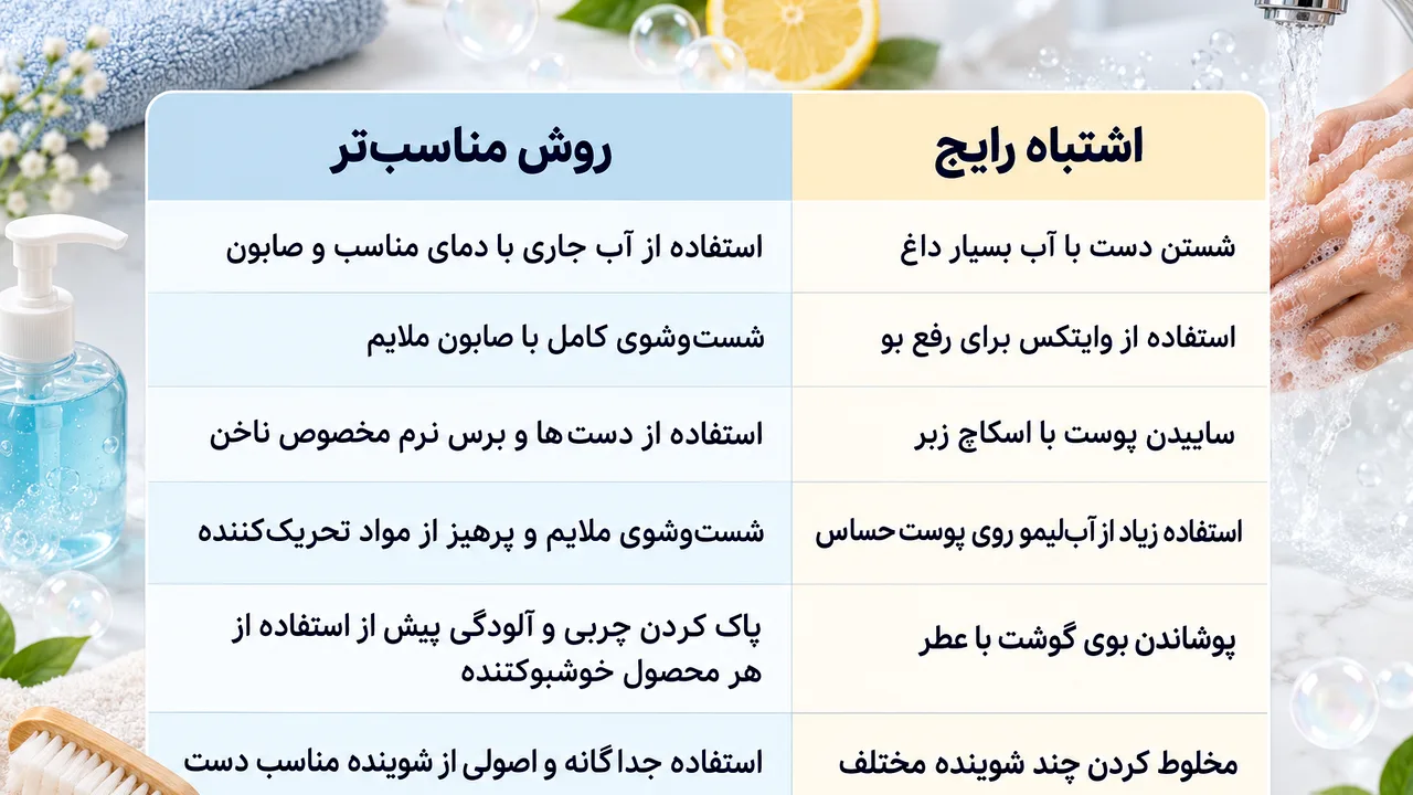 چطور بوی گوشت و سیرابی را از دست پاک کنیم؟