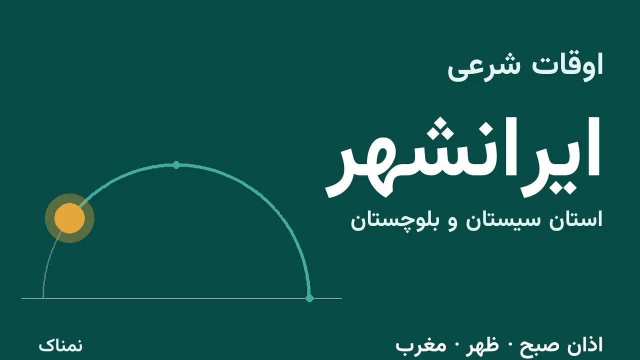 ساعت اذان امروز ایرانشهر؛ دوشنبه ۴ آبان ۱۴۰۵