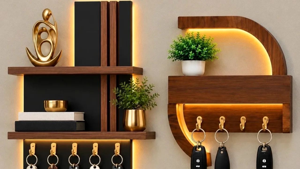 جاکلیدی دیواری چوبی لایتدار؛ انتخابی شیک برای ورودی منزل